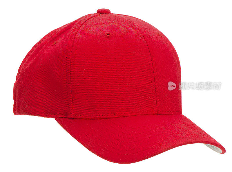 3/4视图空白红色棒球帽孤立在白色